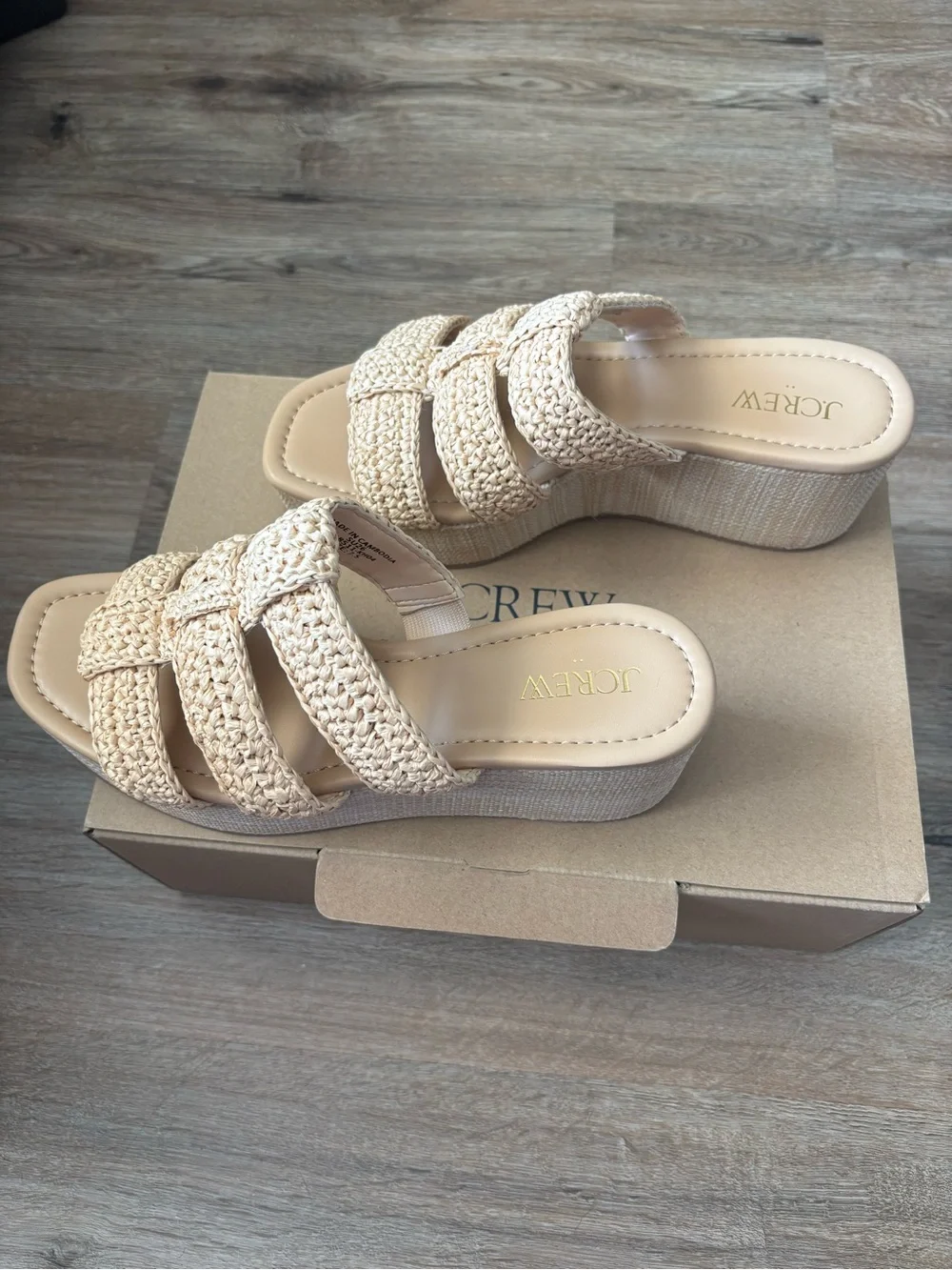 J. Crew Cream Braided Platform Slide Sandals